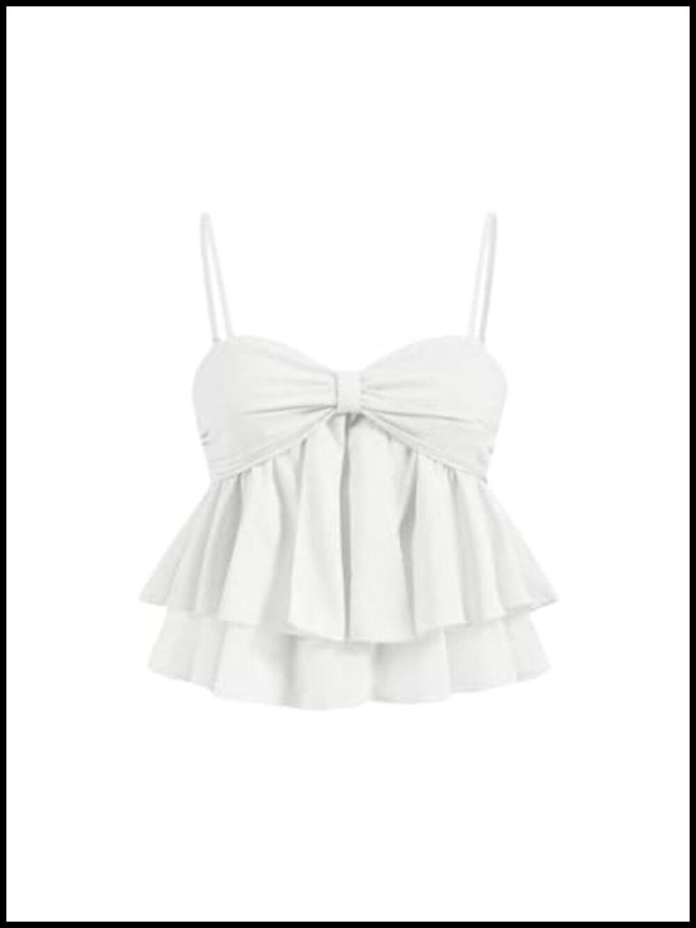 Women's Ruffle Bow Cami Top Peplum Babydoll Sweetheart Neck Sleeveless